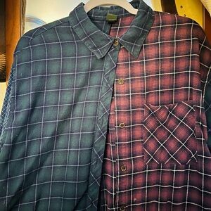 Wild Fable Split Plaid Shirt - Blue and Purple